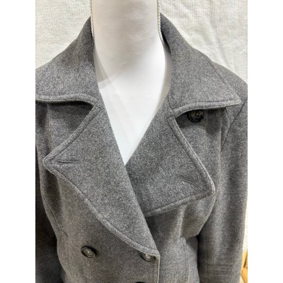 Banana Republic Wool Melange Peacoat Gray Size Large Double Breasted quiet luxe - Picture 2 of 9
